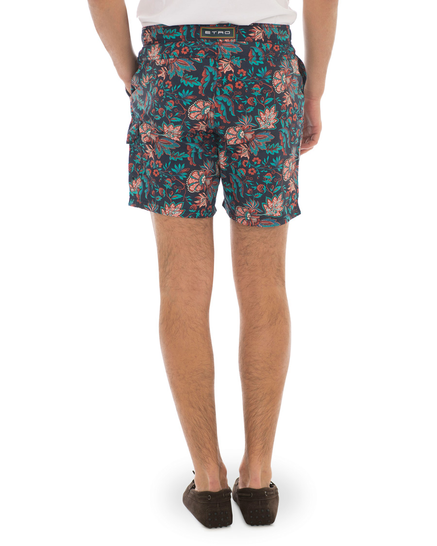 Herre | Badeshorts | Etro | Long Island Flower Swim Trunk Dark Blue