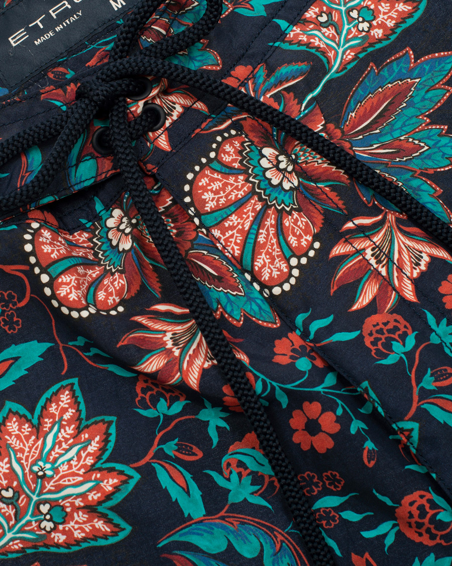 Herre | Badeshorts | Etro | Long Island Flower Swim Trunk Dark Blue