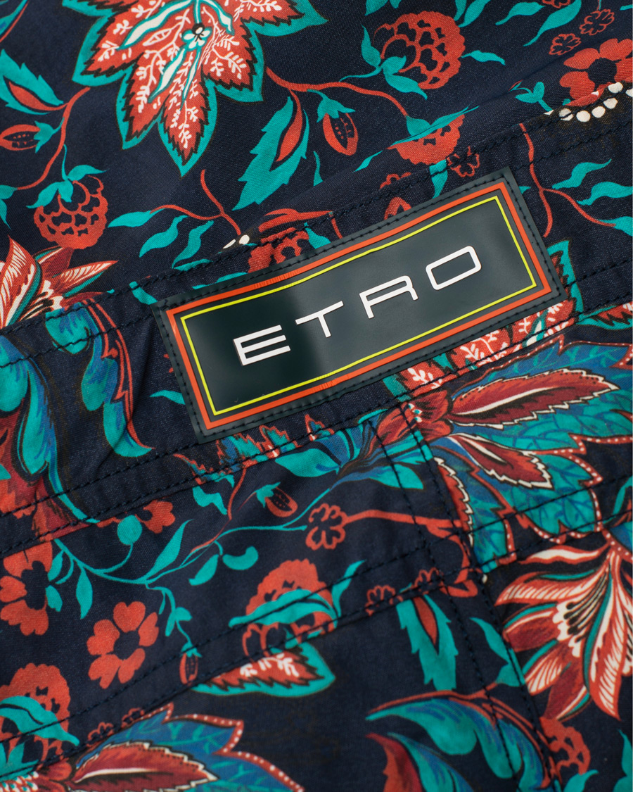 Herre | Badeshorts | Etro | Long Island Flower Swim Trunk Dark Blue