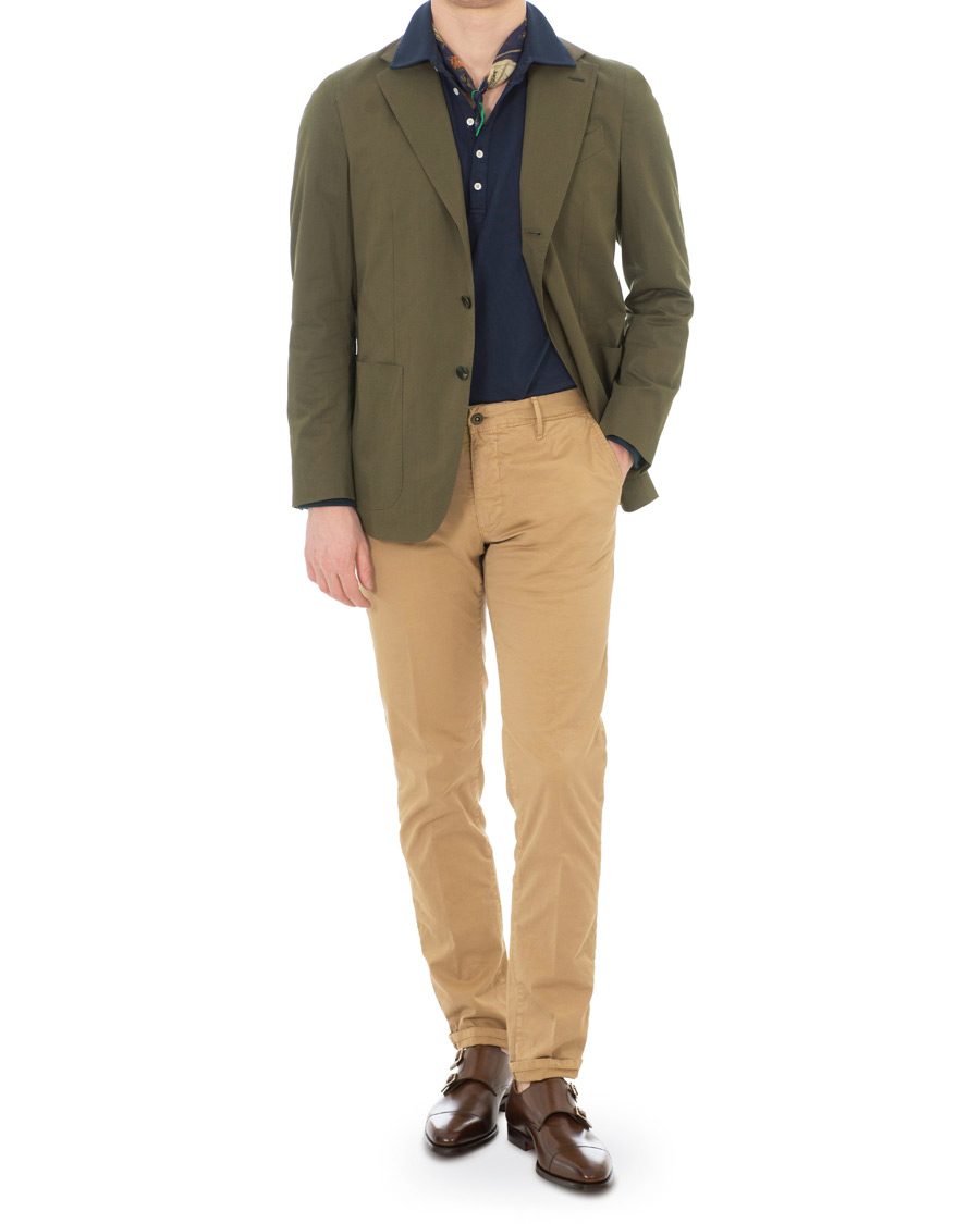 Herre | Dressjakker | Caruso | Cotton Stretch Blazer Olive Green