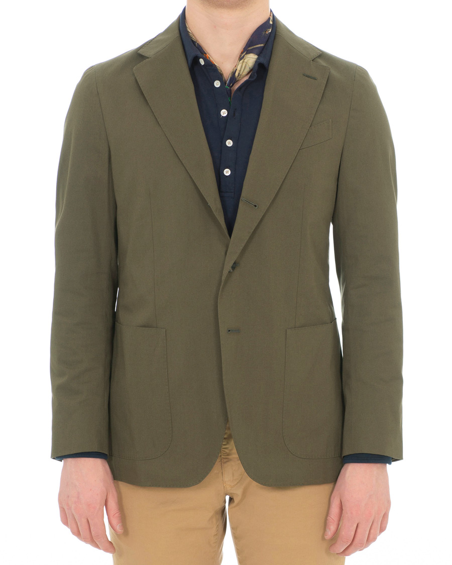 Herre | Dressjakker | Caruso | Cotton Stretch Blazer Olive Green