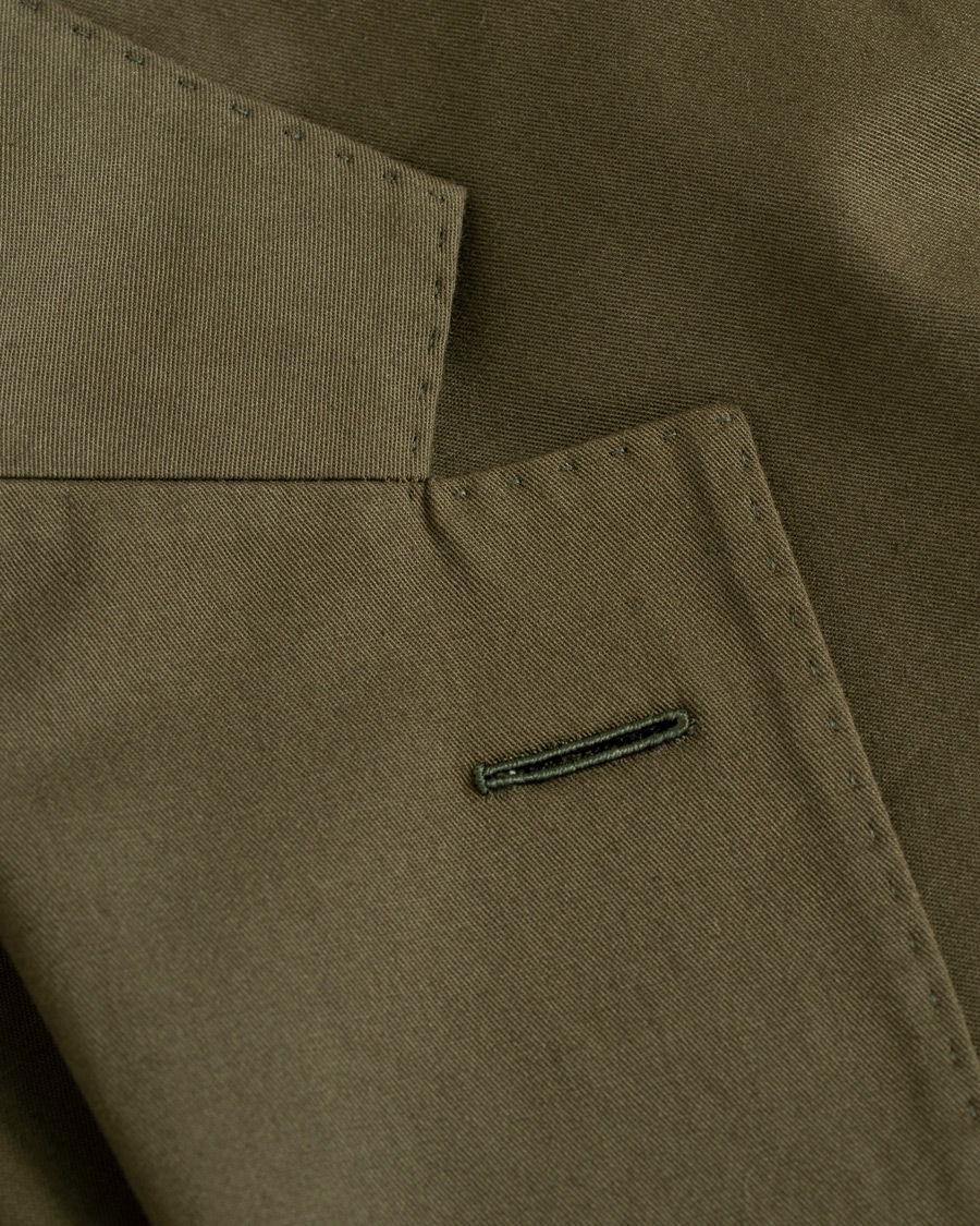 Herre | Dressjakker | Caruso | Cotton Stretch Blazer Olive Green