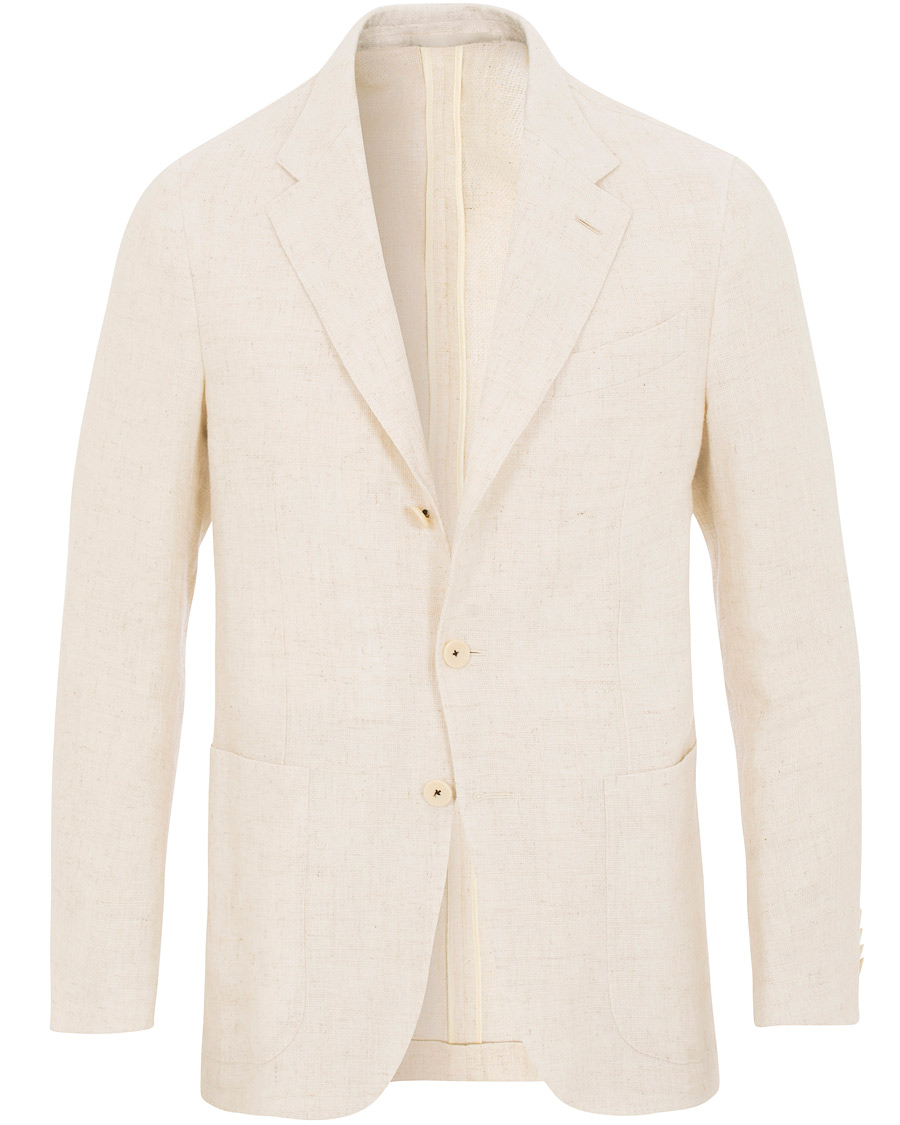 Herre | Dressjakker | Caruso | Butterfly Cotton/Linen Blazer White