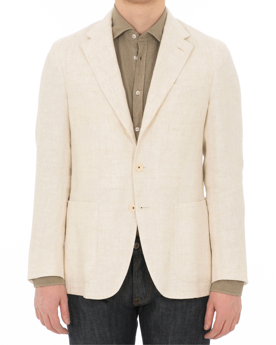 Herre | Dressjakker | Caruso | Butterfly Cotton/Linen Blazer White