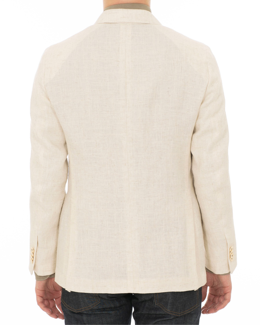 Herre | Dressjakker | Caruso | Butterfly Cotton/Linen Blazer White