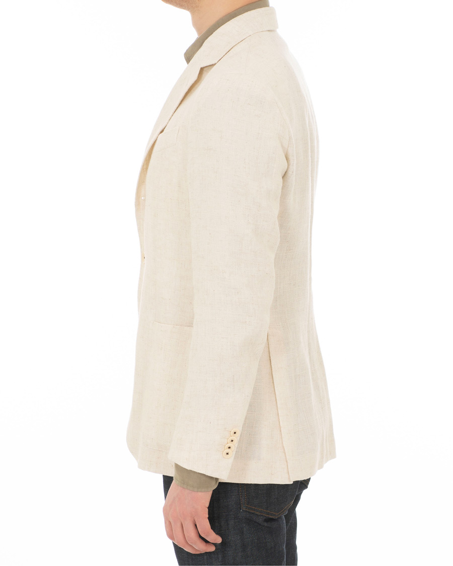 Herre | Dressjakker | Caruso | Butterfly Cotton/Linen Blazer White