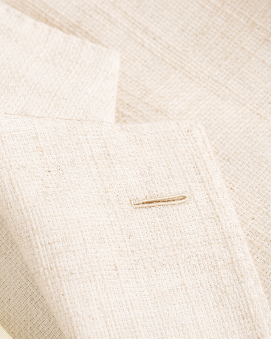 Herre | Dressjakker | Caruso | Butterfly Cotton/Linen Blazer White