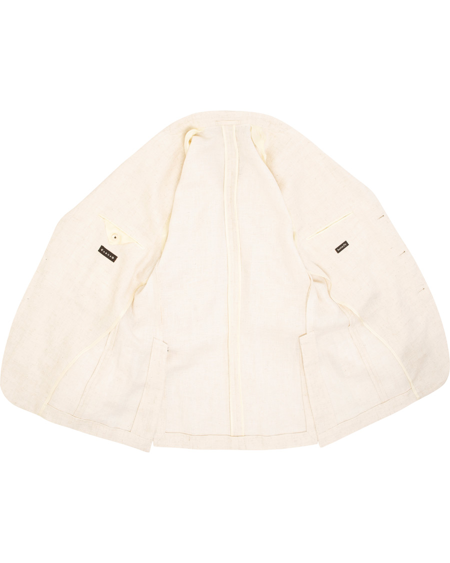Herre | Dressjakker | Caruso | Butterfly Cotton/Linen Blazer White