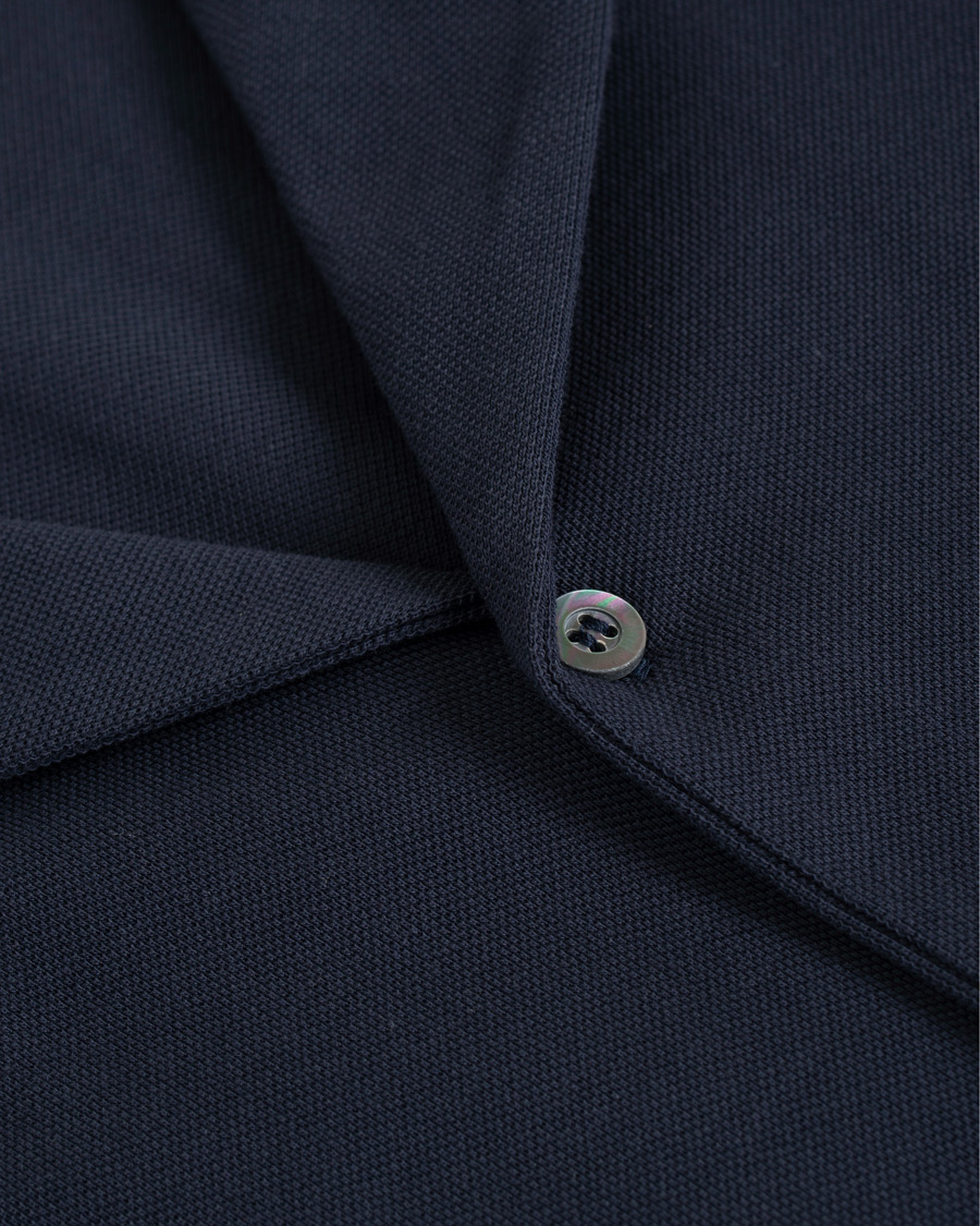 Herre | Skjorter | Sunspel | Short Sleeve Pique Shirt Navy