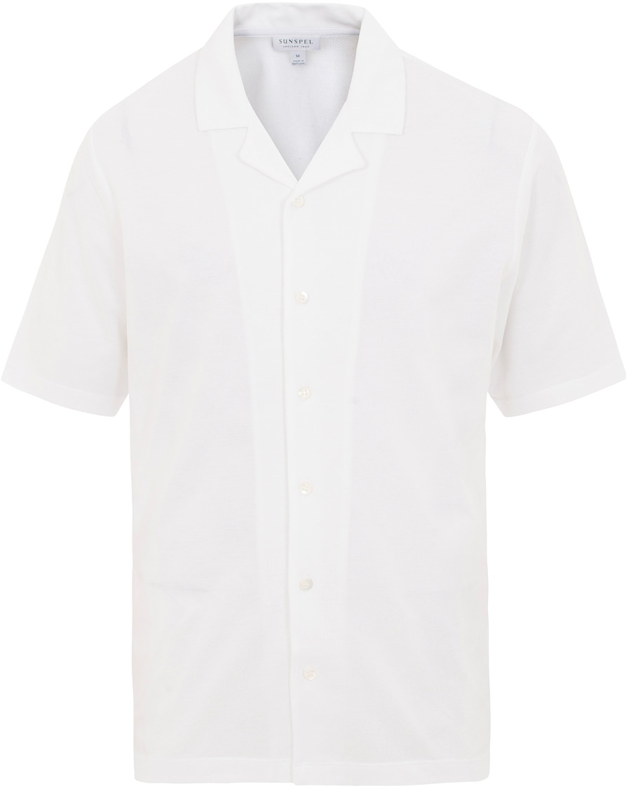 Herre | Skjorter | Sunspel | Short Sleeve Pique Shirt White