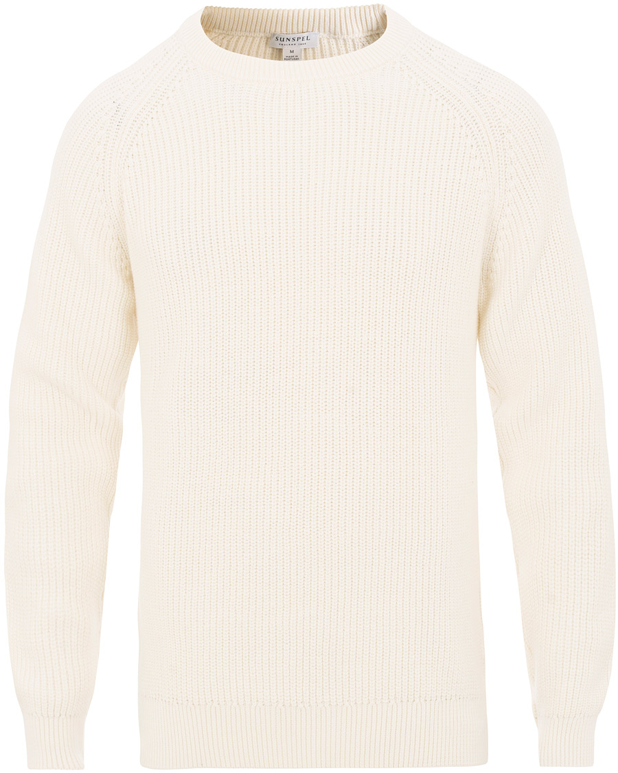 Herre | Gensere | Sunspel | Long Sleeve Rib Crew Neck Sweater Off White
