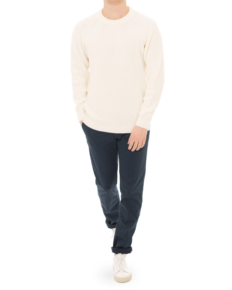 Herre | Gensere | Sunspel | Long Sleeve Rib Crew Neck Sweater Off White