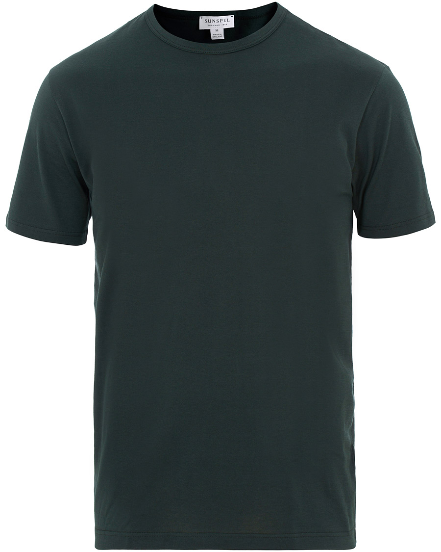 Herre | T-Shirts | Sunspel | Classic Crew Neck Tee Botiglia Green