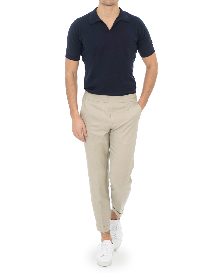 Herre | Bukser | Filippa K | Terry Cropped Linen Slacks Khaki