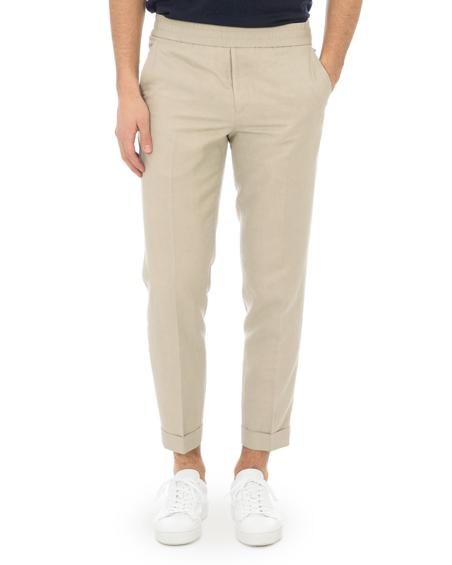 Herre | Bukser | Filippa K | Terry Cropped Linen Slacks Khaki
