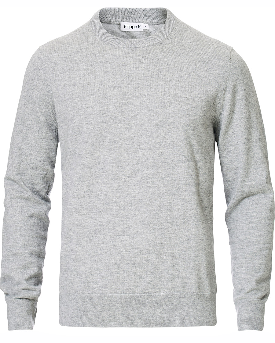 Herre | Gensere | Filippa K | Cotton Merino Basic Sweater Light Grey Melange