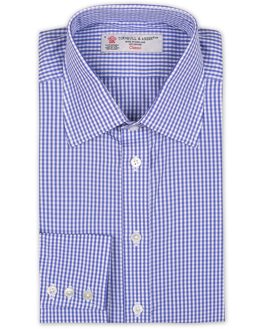 Herre | Skjorter | Turnbull & Asser | Regular Fit Check Poplin Shirt Blue/White