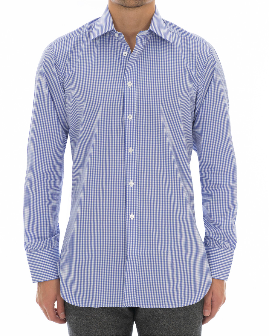 Herre | Skjorter | Turnbull & Asser | Regular Fit Check Poplin Shirt Blue/White