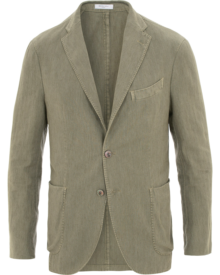 Herre | Dressjakker | Boglioli | K Jacket Cotton/Linen Herringbone Blazer Green