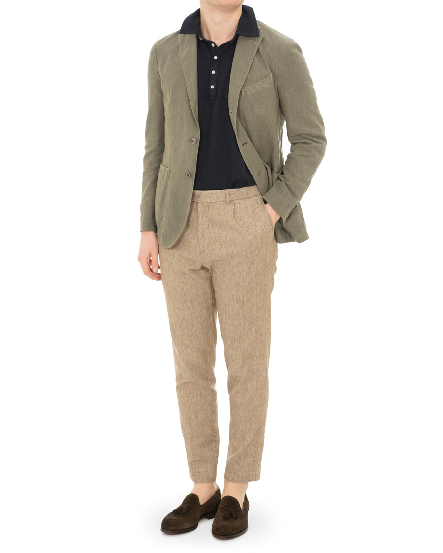Herre | Dressjakker | Boglioli | K Jacket Cotton/Linen Herringbone Blazer Green