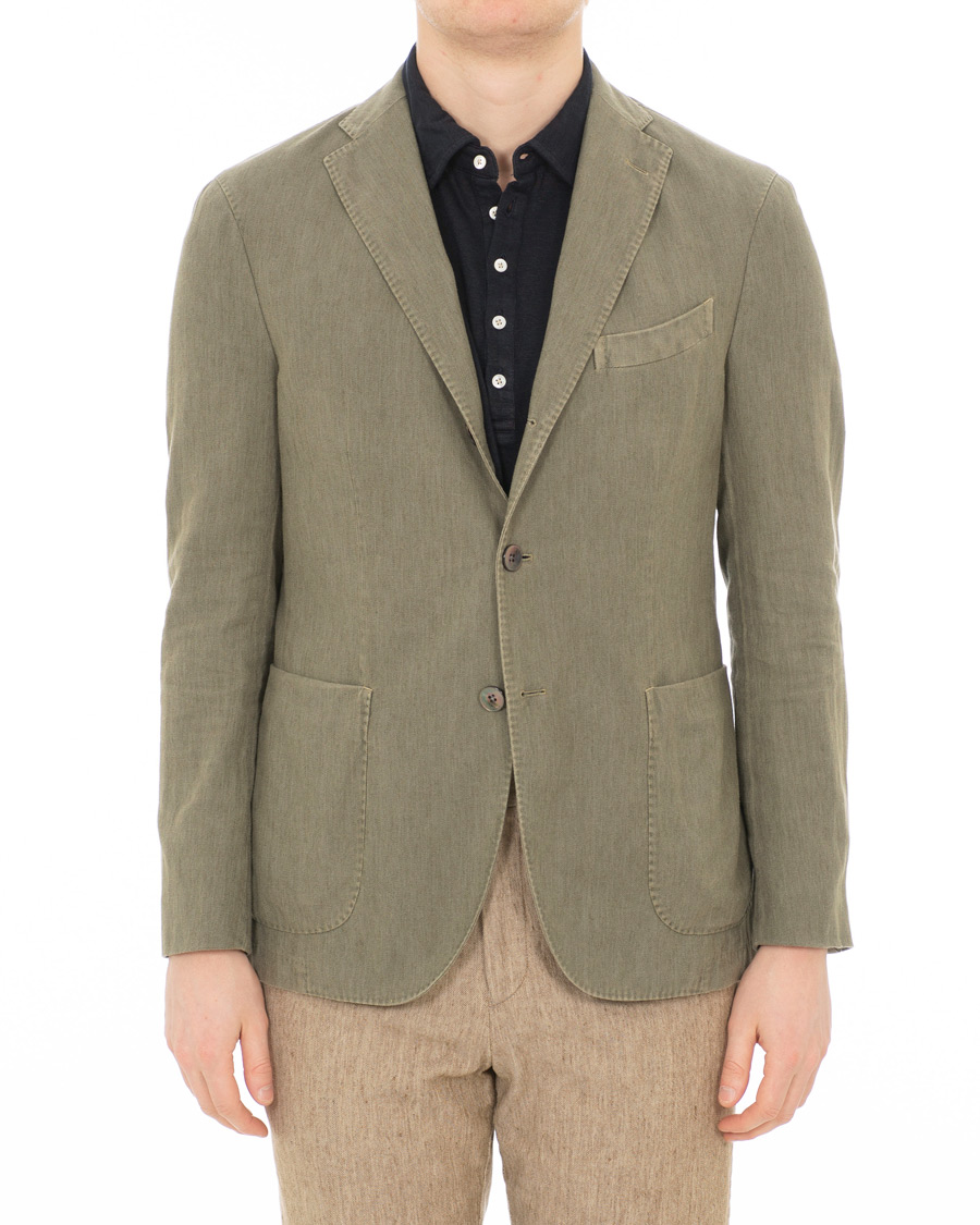 Herre | Dressjakker | Boglioli | K Jacket Cotton/Linen Herringbone Blazer Green