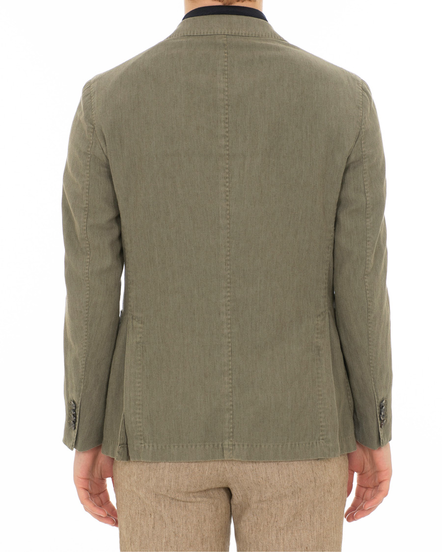 Herre | Dressjakker | Boglioli | K Jacket Cotton/Linen Herringbone Blazer Green