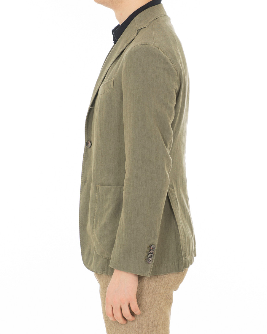 Herre | Dressjakker | Boglioli | K Jacket Cotton/Linen Herringbone Blazer Green