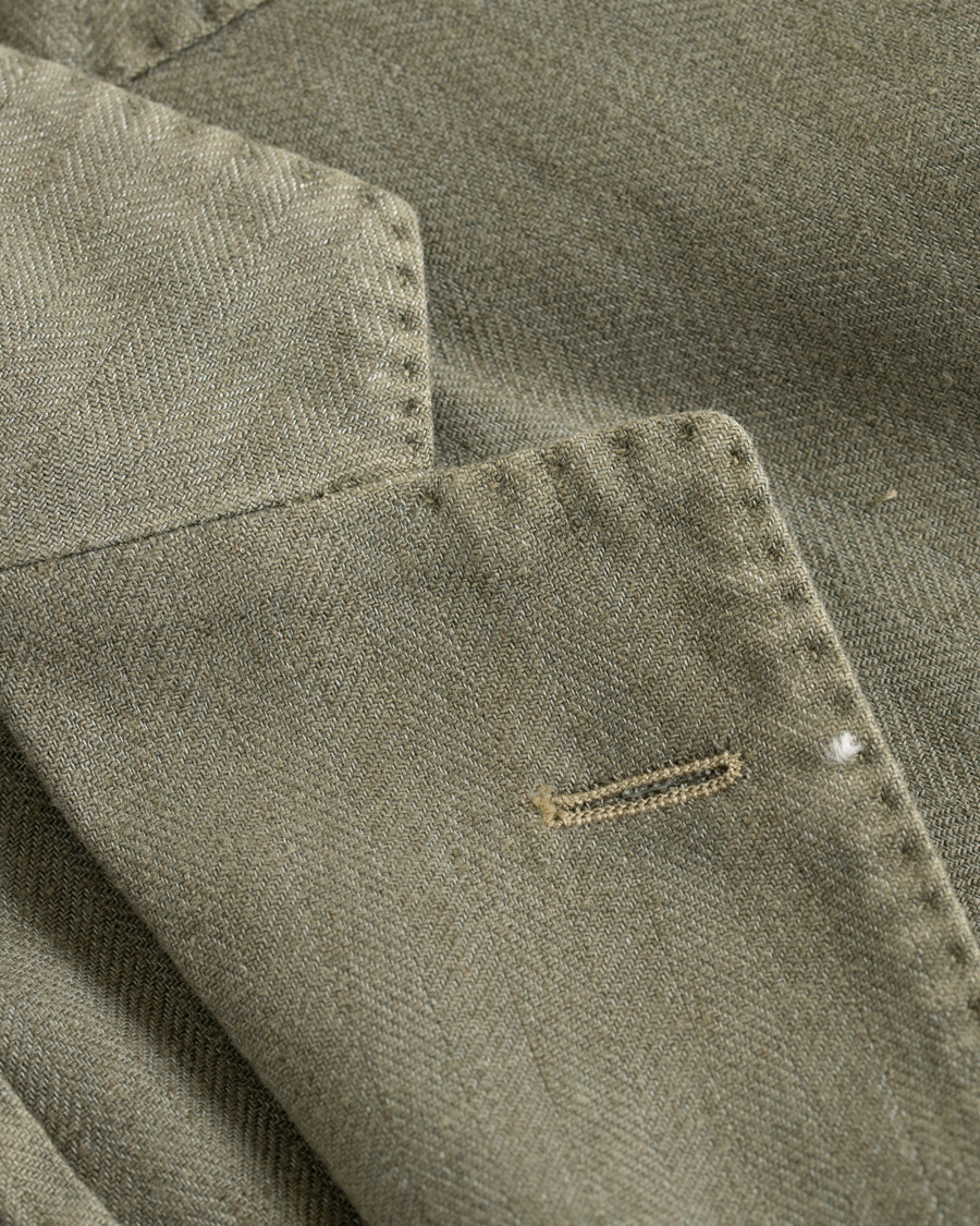 Herre | Dressjakker | Boglioli | K Jacket Cotton/Linen Herringbone Blazer Green