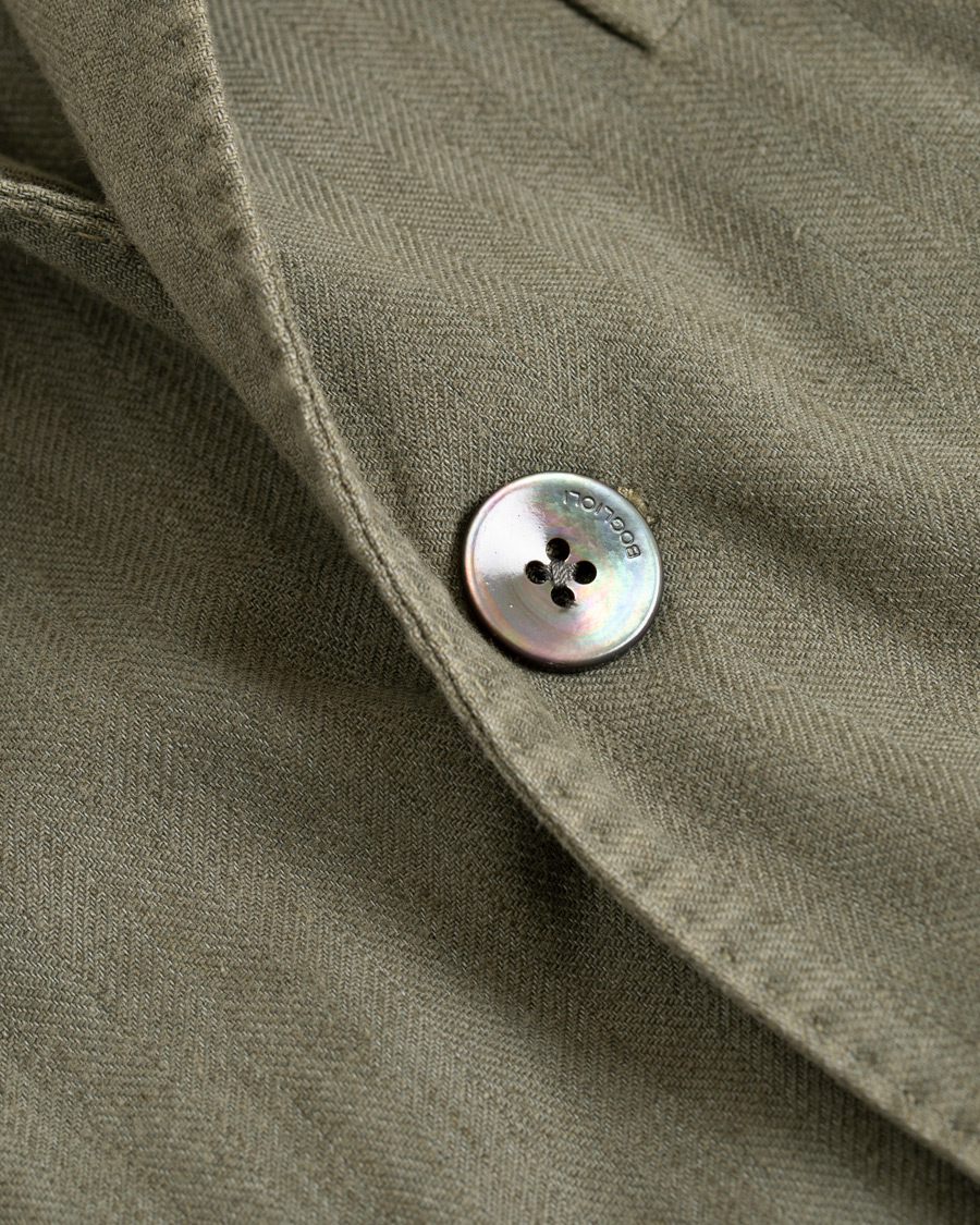 Herre | Dressjakker | Boglioli | K Jacket Cotton/Linen Herringbone Blazer Green