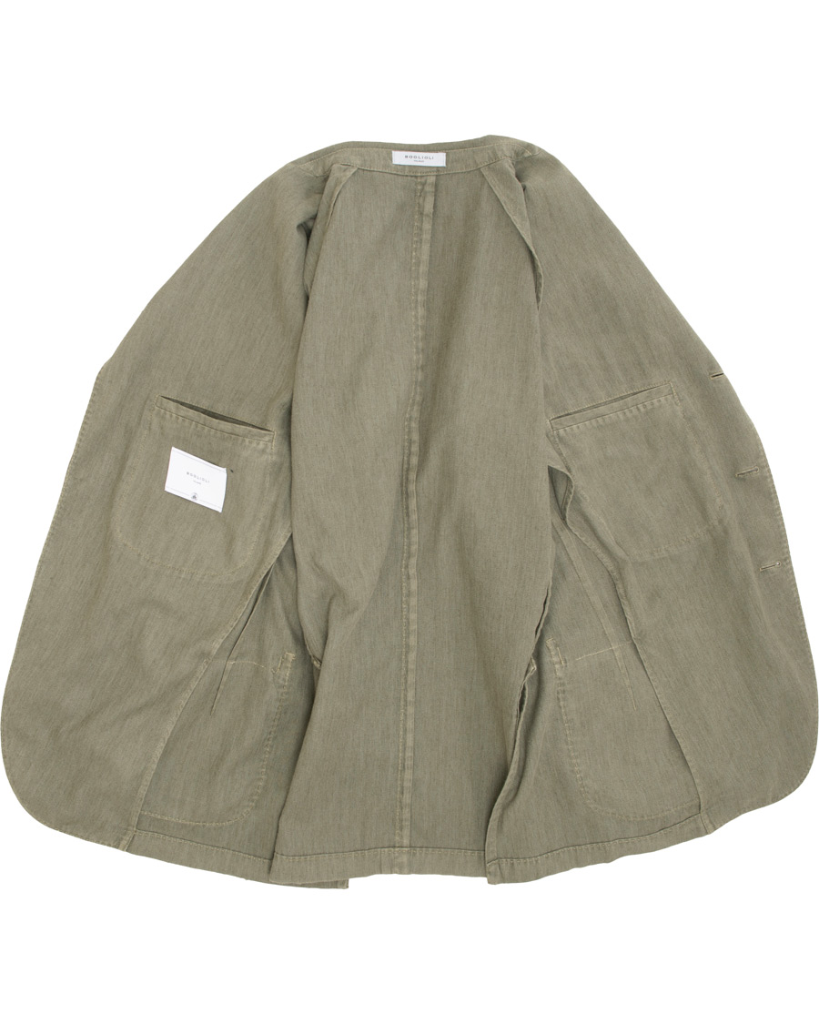 Herre | Dressjakker | Boglioli | K Jacket Cotton/Linen Herringbone Blazer Green