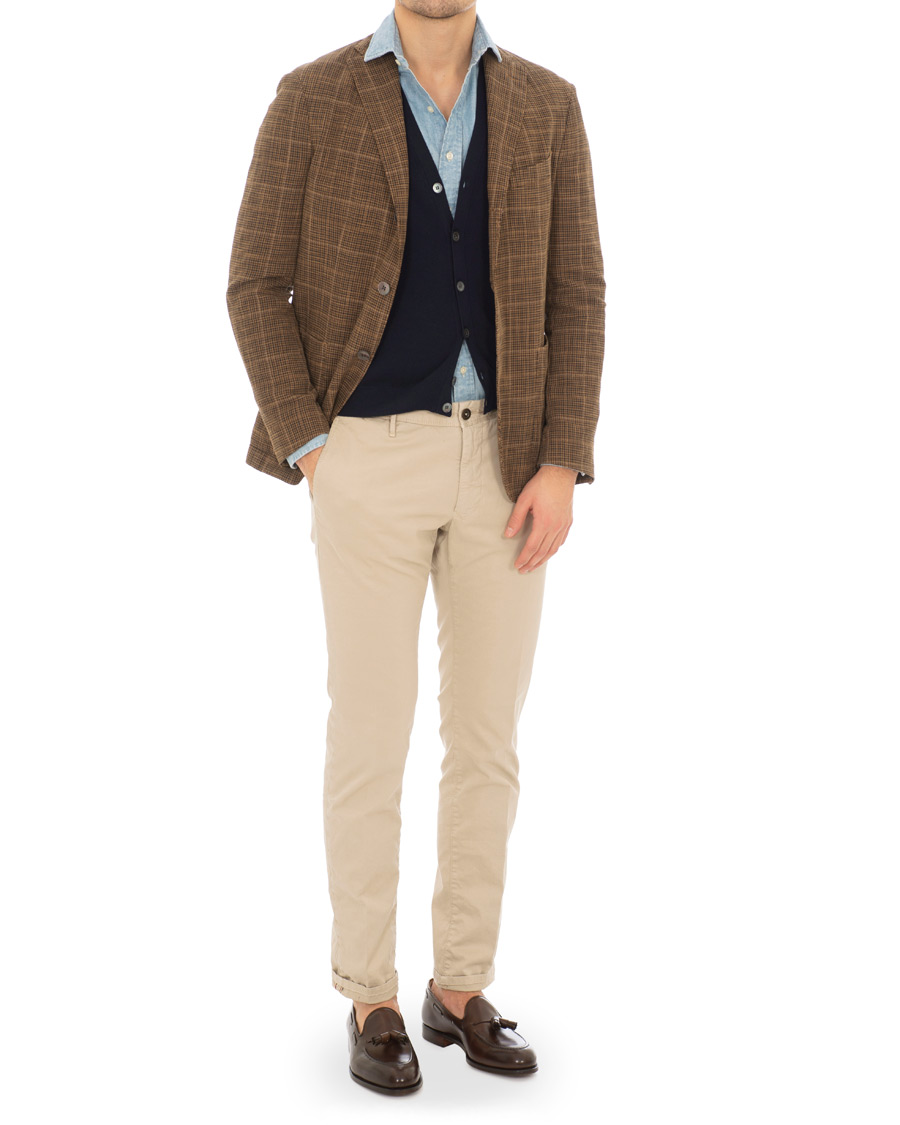 Herre | Dressjakker | Boglioli | K Jacket Cotton/Silk Houndstooth Overcheck Blazer Brown