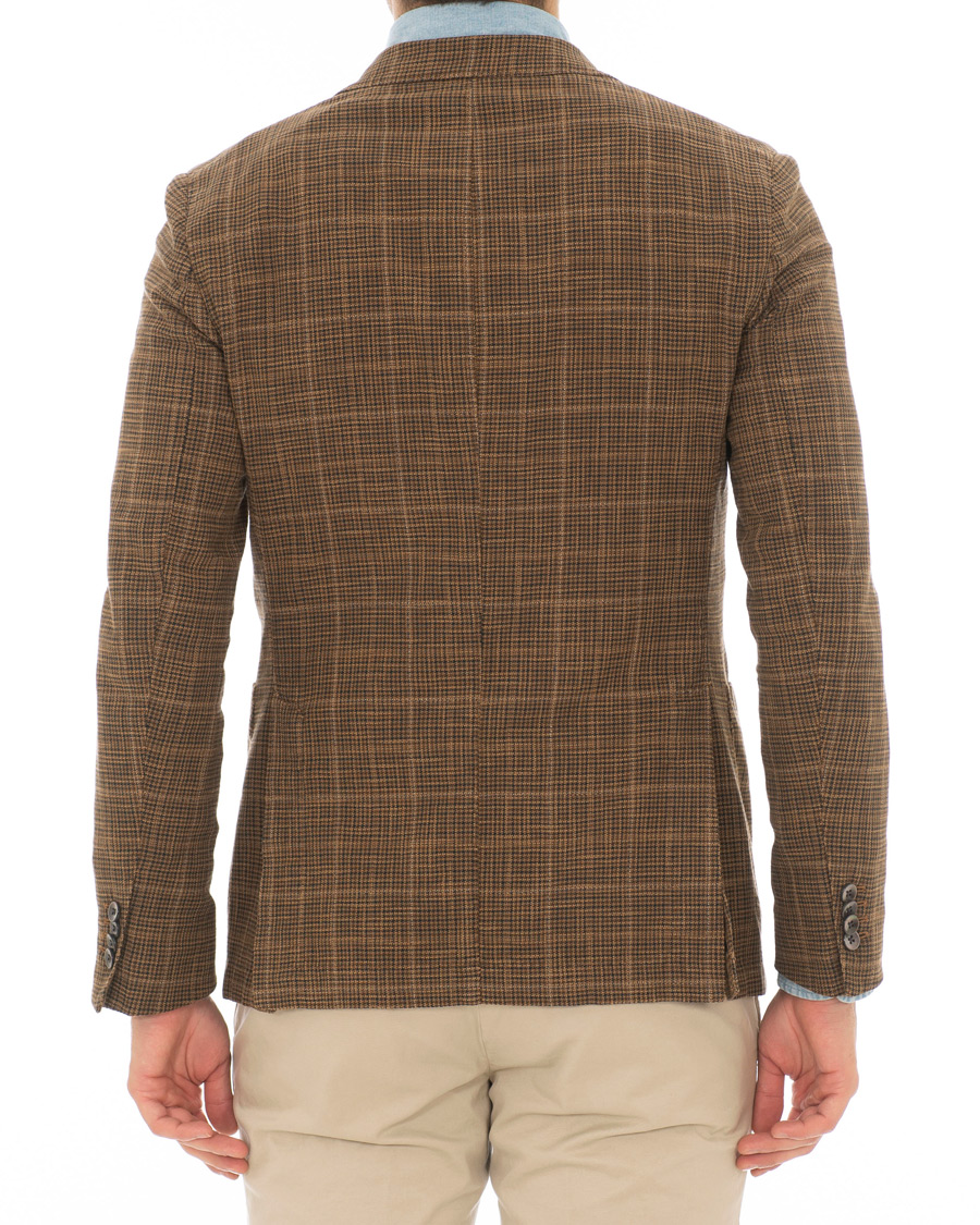 Herre | Dressjakker | Boglioli | K Jacket Cotton/Silk Houndstooth Overcheck Blazer Brown
