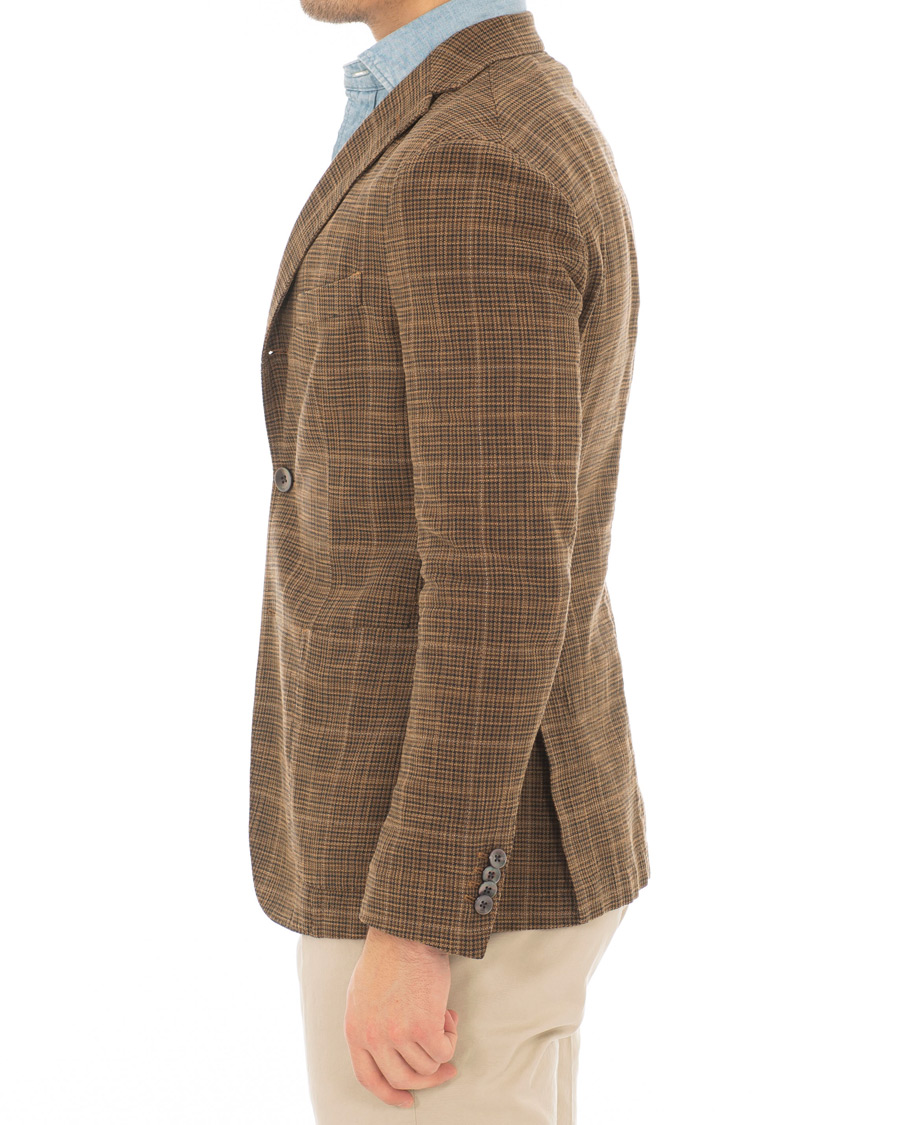 Herre | Dressjakker | Boglioli | K Jacket Cotton/Silk Houndstooth Overcheck Blazer Brown