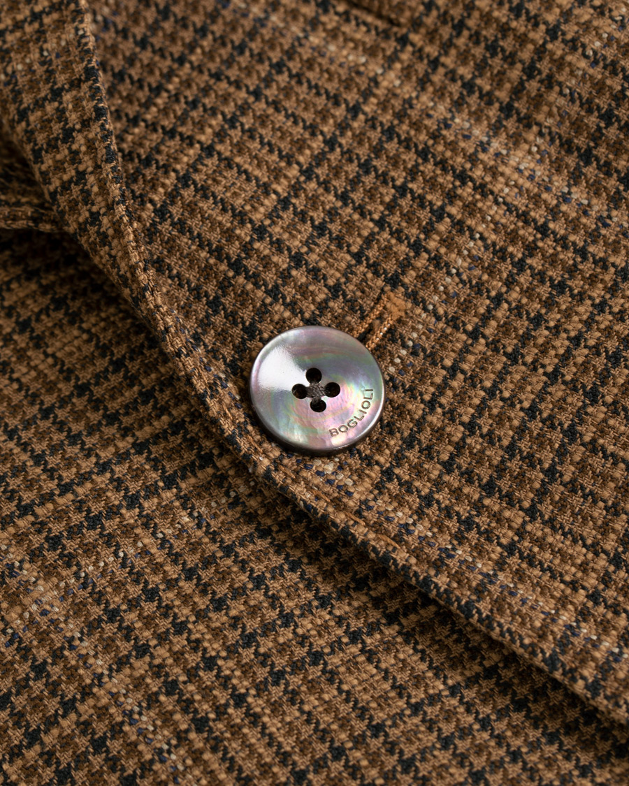 Herre | Dressjakker | Boglioli | K Jacket Cotton/Silk Houndstooth Overcheck Blazer Brown