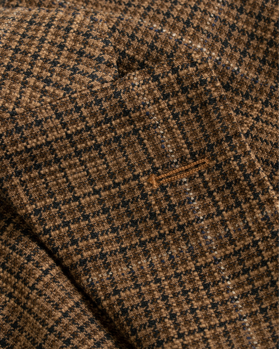 Herre | Dressjakker | Boglioli | K Jacket Cotton/Silk Houndstooth Overcheck Blazer Brown