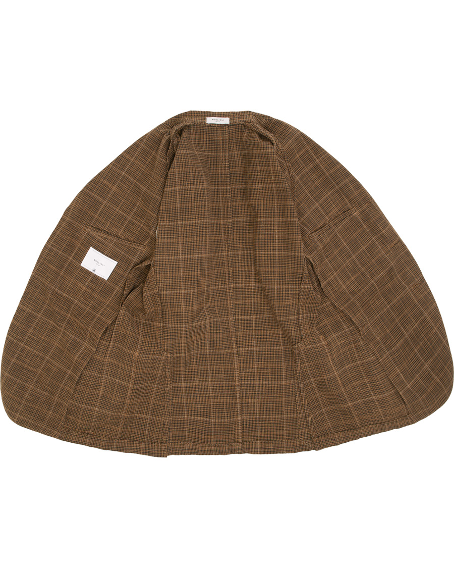 Herre | Dressjakker | Boglioli | K Jacket Cotton/Silk Houndstooth Overcheck Blazer Brown