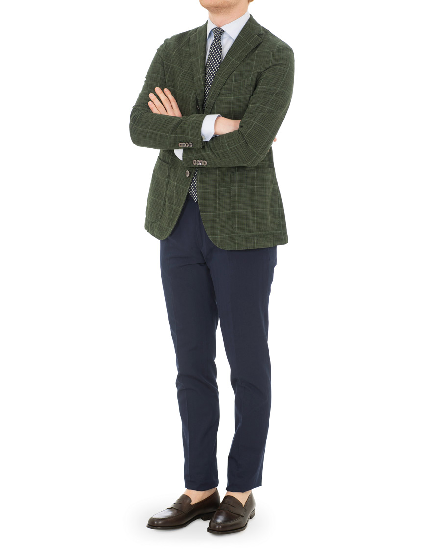 Herre | Dressjakker | Boglioli | K Jacket Cotton/Silk Houndstooth Overcheck Blazer Green