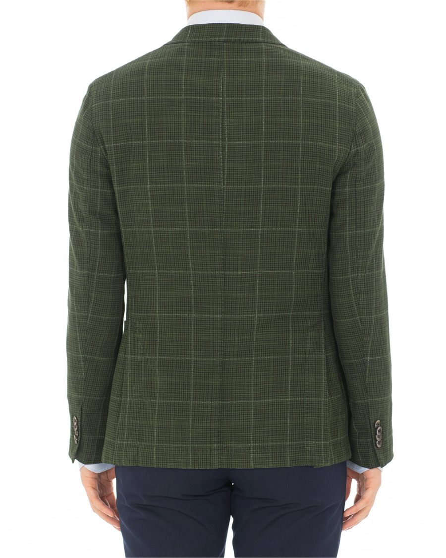 Herre | Dressjakker | Boglioli | K Jacket Cotton/Silk Houndstooth Overcheck Blazer Green