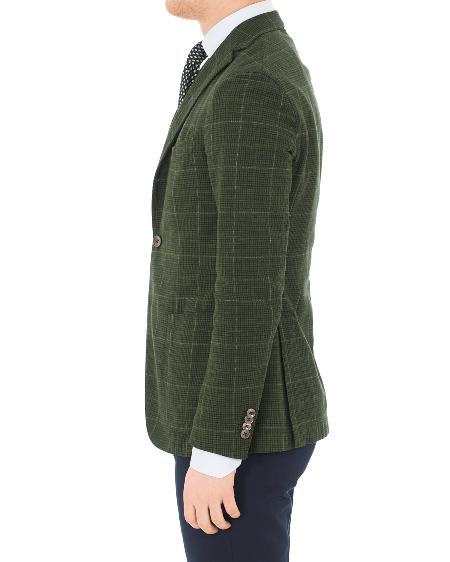 Herre | Dressjakker | Boglioli | K Jacket Cotton/Silk Houndstooth Overcheck Blazer Green