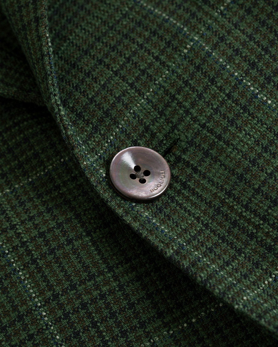 Herre | Dressjakker | Boglioli | K Jacket Cotton/Silk Houndstooth Overcheck Blazer Green