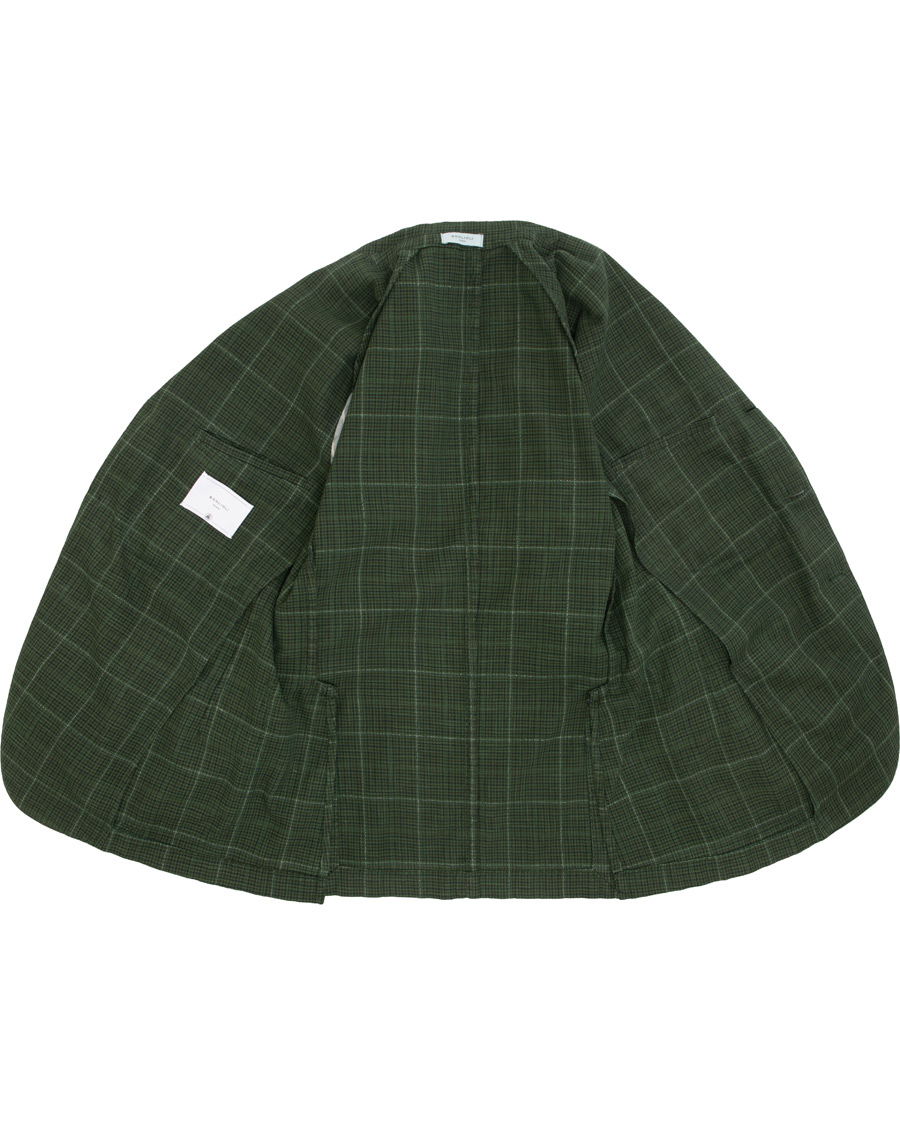 Herre | Dressjakker | Boglioli | K Jacket Cotton/Silk Houndstooth Overcheck Blazer Green