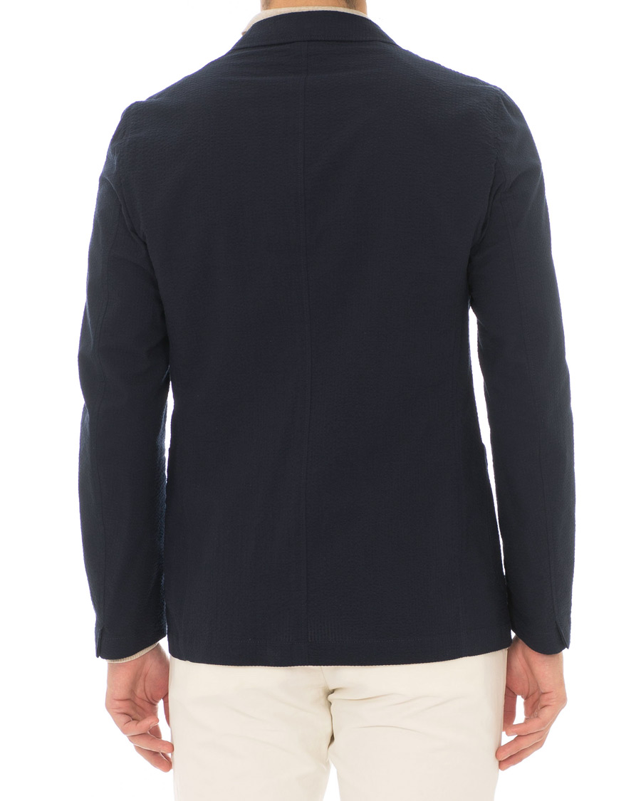 Herre | Dressjakker | Lardini | Unlined Seersucker Patch Pocket Shirt Blazer Navy
