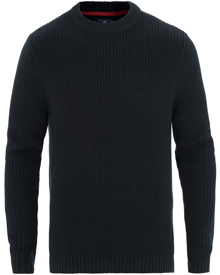 Herre | Gensere | Lexington | Herman Ribbed Crew Neck Deep Marine Blue