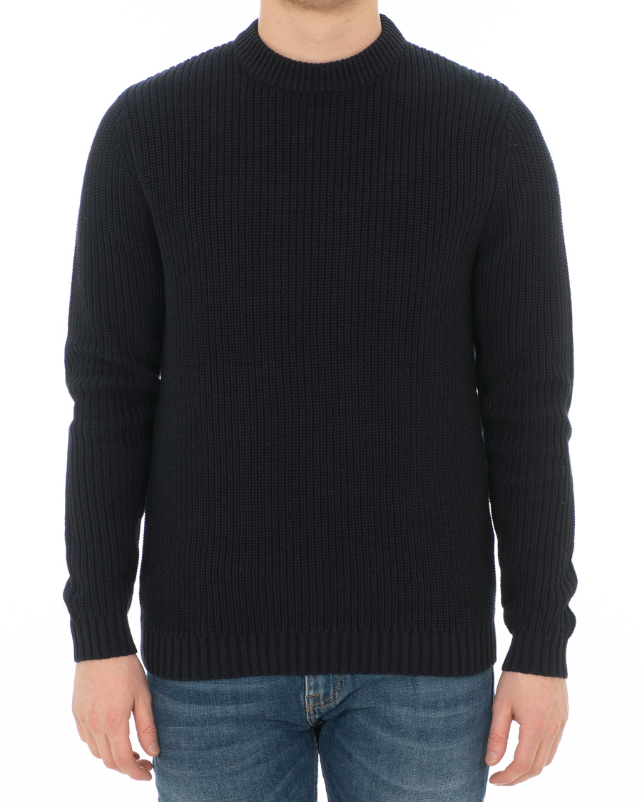 Herre | Gensere | Lexington | Herman Ribbed Crew Neck Deep Marine Blue