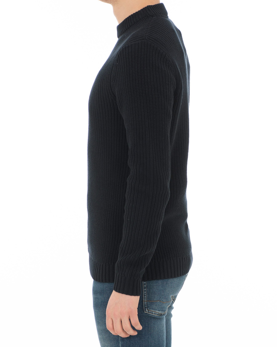 Herre | Gensere | Lexington | Herman Ribbed Crew Neck Deep Marine Blue