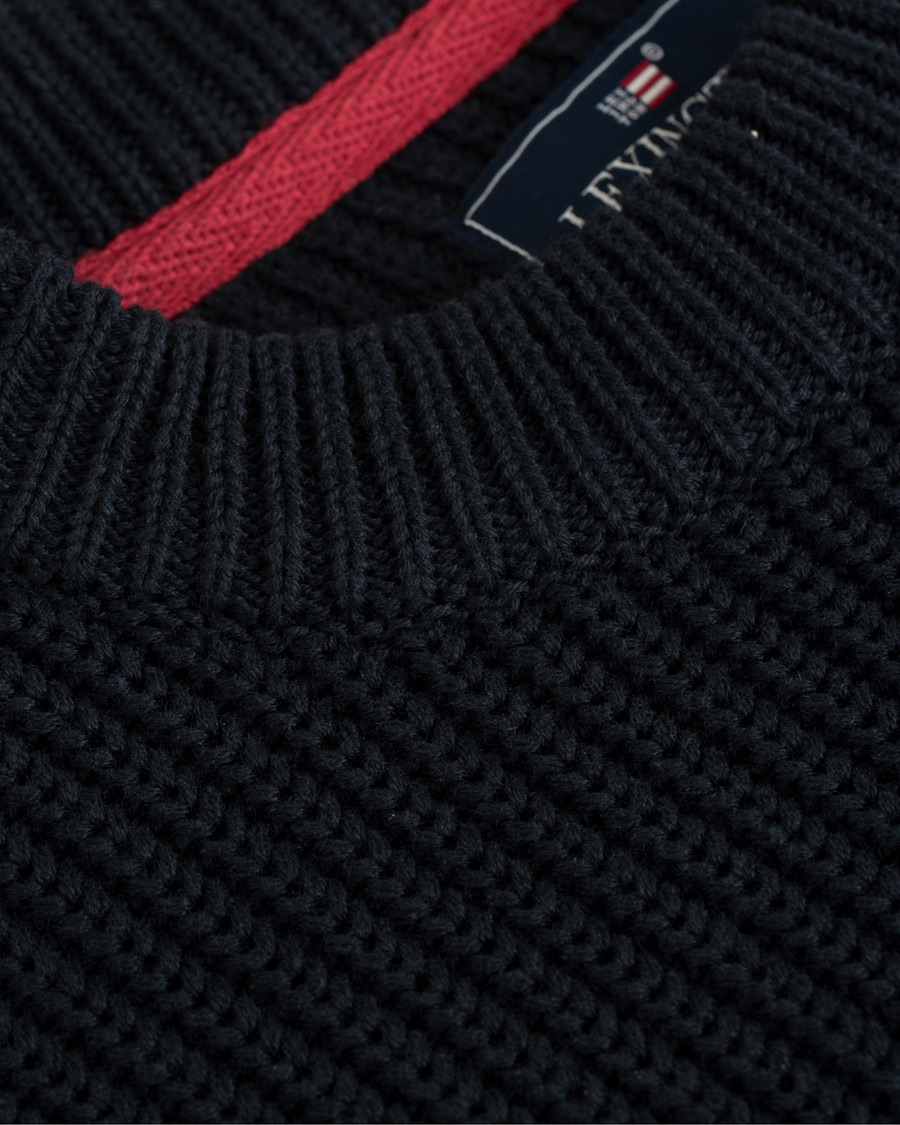 Herre | Gensere | Lexington | Herman Ribbed Crew Neck Deep Marine Blue