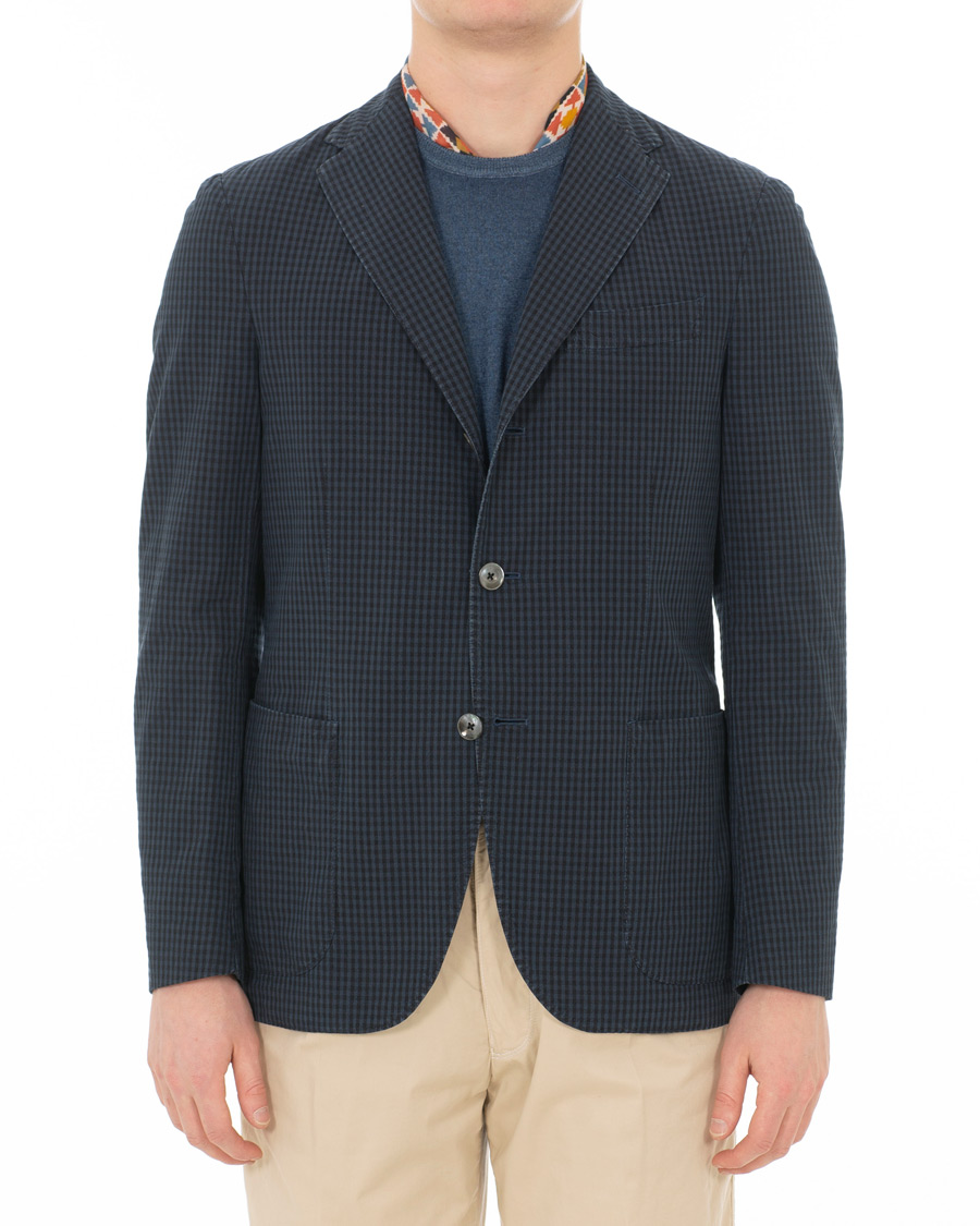 Herre | Dressjakker | The Gigi | Art Tonal Micro Check Blazer Dark Blue