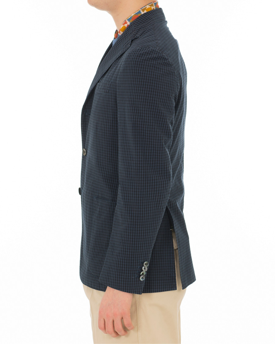 Herre | Dressjakker | The Gigi | Art Tonal Micro Check Blazer Dark Blue