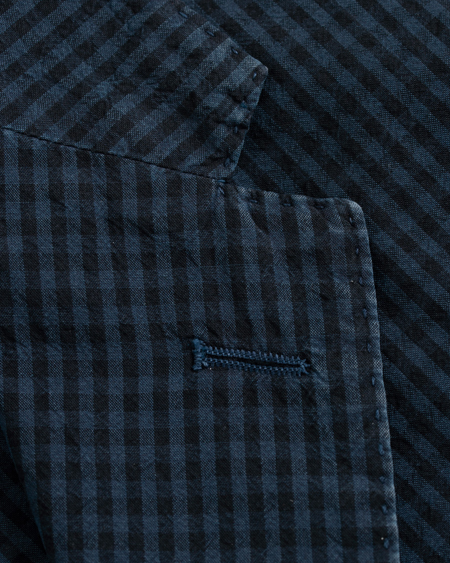 Herre | Dressjakker | The Gigi | Art Tonal Micro Check Blazer Dark Blue