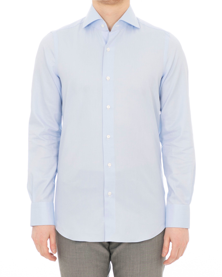 Herre | Skjorter | Finamore Napoli | Milano Slim Fit Royal Oxford Shirt Light Blue